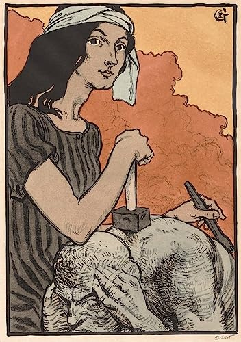 MSTECO Pintura Clásica Arte de la Pared Poster Cuadros en Lienzo Escultora de Eugene Grasset para Decoración de Oficina 60x90cm