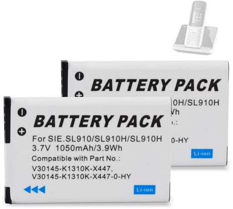 Pickle Power 2X1050mAh Li-ion Akku für Siemens Gigaset SL910 SL910H SL910A Schnurloses Telefon, Kompatibel mit V30145-K1310K-X447 und V30145-K1310K-X447-0-HY