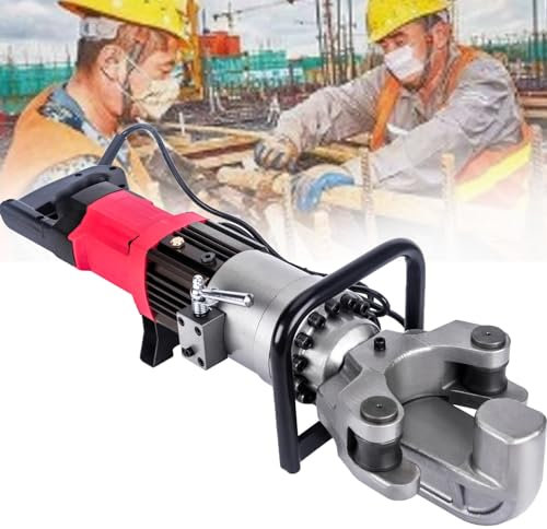 ZHIXUMM 1,3 Kw Elektrischer Bewehrungsstahlbieger, 4–22 Mm Bewehrungsbiegemaschine, Hydraulischer Bewehrungsstahlbieger, 0–90 Grad Biegewinkel FüR StahlstäBe, Mit Tragbarer Aufbewahrungsbox