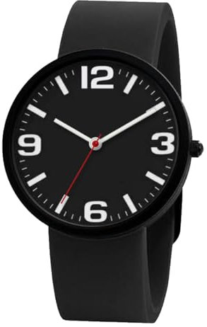NUOVO Unisex Watch - Easy to Read With Large Numbers, Casual Analogue Quartz, Waterproof Sport Digital for Men and Women, Silicone Strap, Black, Modern