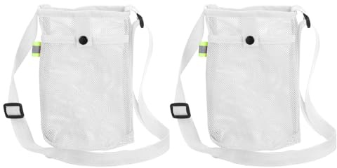 sourcing map 2 Pcs Water Bottle Holder with Adjustable Shoulder Strap Water Bottle Carrier Bag Mesh Crossbody Water Bottle Carrier with Pocket for Sports Hiking Walking Travel, White
