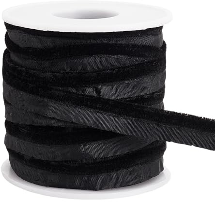 BENECREAT Black Velvet Piping Bias Tape, 10 Yards/9.14m, 11mm Wide, Polyester Velvet Blend, Classic, Casual