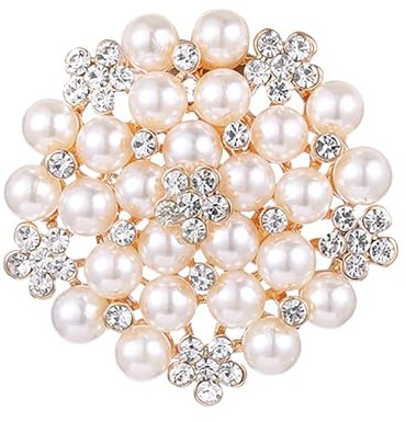 BSLVWG Perle Strass Brosche Pin für Frauen Vintage Barock Runde Kristall Perle Boho Broschen Revers Pins Xmas Festival Schmuck Geschenk Tägliche Schmuck Schals Schal Clip Kleid Hut Zubehör