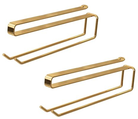 Juego de 2 soportes de metal para copas de vino para colgar para armario y bar, no requiere taladrar, color dorado