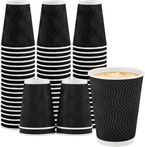 pafnisoin Vaso Cafe 20 PCS Vaso de Papel para Cafe 300 ml Vasos Papel （Negro）