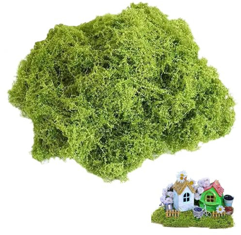 CPRNQY 150g Kunstmoos Zum Dekorieren, Moos Zum Basteln, Deko Moos Weihnachten, Künstliches Kunstmoos Zum Basteln Deko Grün Fake Dekorieren Kunst für Wand Aquarium Modellbau ﻿