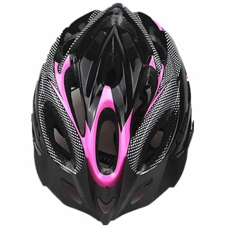 LUOKEKE Fahrradhelm Fahrradhelm for Erwachsene, integrierter Fahrradhelm, vielseitig einsetzbarer, Verstellbarer Fahrrad-Sporthelm Fahrrad Helm(Black Pink)