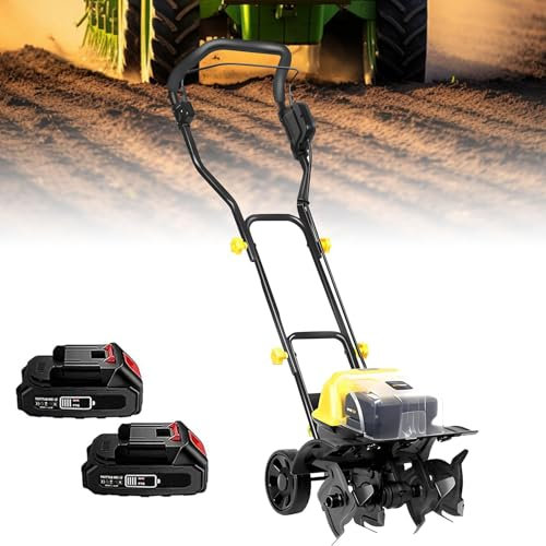 YZRDCXM Motoculteur électrique de Jardin, motoculteur électrique 40 V, motoculteur de Jardin avec 1 Chargeur et 4 Lames, motoculteur électrique léger, for Jardin, pelouse, Cour, Culture du Sol