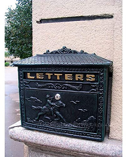 Cassetta delle lettere vintage in ghisa pressofusa, grande capacità, da parete, impermeabile, per indirizzi e indirizzi