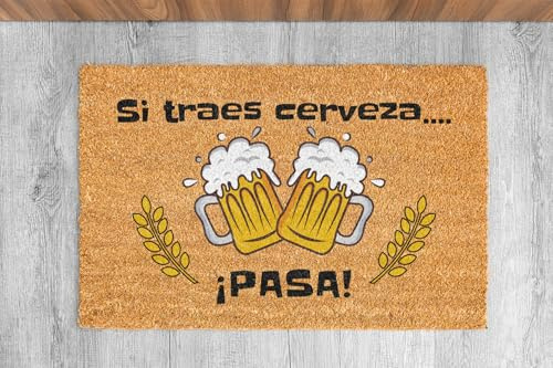 Felpudos originales y divertidos de fibra de coco natural. (cerveza)