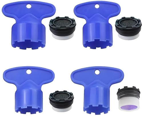 Finehenchi 4 Size Faucet Aerator Set (16.5mm, 18.5mm, 21.5mm, 24mm) with Removal Wrench, Copper, Universal Fit, Water Saver, Easy Installation