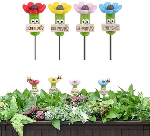 Bienentränke, 4 Stück Insektentränke in Blumenform, Bunter Bienen Trinkbecher, Bienentränke für den Garten, Insektentränke Garten, Insekten Tränke Trinkbecher für Durstige Bestäuber (A)