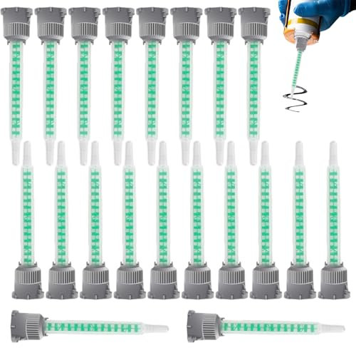 20 Pezzi Ugelli per Miscelatori Statici, Ugelli per Miscelazione Epossidica Beccuccio Miscelatore, 1:1 Resina Ugelli Miscelatori, per Colla Bicomponente Ugelli per Miscelazione Epossidica