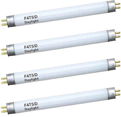 OHLECTRIC F4T5/D Linear Fluorescent Tube 6-Inch (4-Pack) T5 4W Straight Bulbs Daylight Camping Lantern Bulb Linear Bulbs, High Output Under Cabinet Bulb, G5 Base 6500K