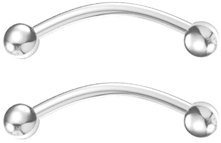 Body CAC Titanio 2 piezas 14G(1.6mm) Curvo Barbell Banana Barbell,Redondo Puente Hélix Ceja Anillos Piercing Joyería 16mm Tono plateado