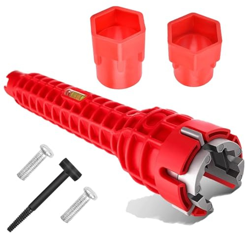 Lubastia 8-in-1 Multi-Functional Basin Wrench and Tap Spanner for Plumbing Tasks in Tight Spaces, Ideal for Faucet and Sink Installations