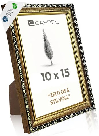 CABBEL Marco de fotos CELI 10x15 cm Dorado – Marco barroco vintage – Acrílico resistente – Para fotos y pósters – Decoración salón y oficina