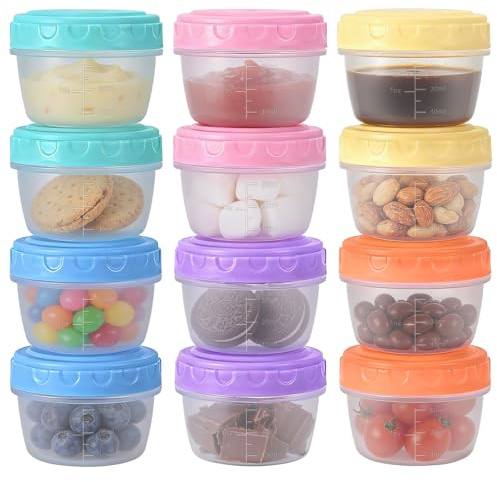 MumdoYAL 12 Pezzi Contenitori Piccoli per Alimenti, Contenitori Ermetici per Freezer e Frigo, Impilabili per Snack, Salse e Dressing