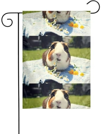 AEKGOHP Mât de drapeau de jardin imprimé amusant cochons d'Inde décoration de cour extérieure double face 30,5 x 45,7 cm