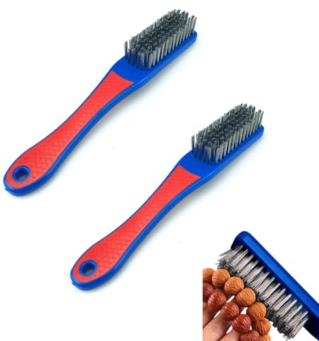 2 Pcs Wire Brushes Multifunctional Heavy Duty Stainless Steel Wire Scratch Brush with Rubber Covered Handle for Metal Rust Cleaning,Paint Scrubbing