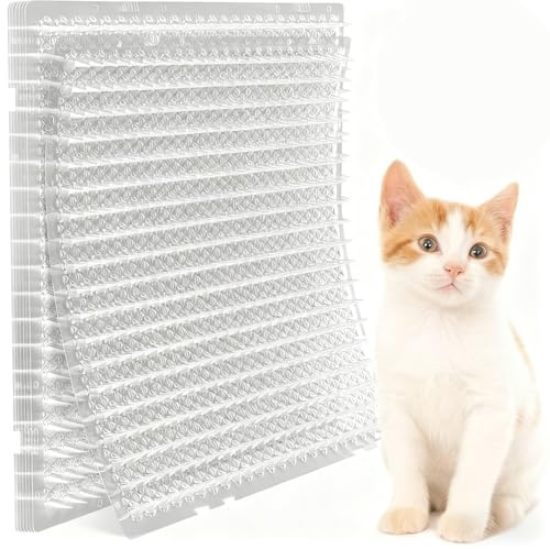 Katzenschutz Matte 42x32cm (10 STK) | Katzenabwehr Dornen Indoor/Outdoor | Stachelmatte für Garten, Beete, Balkon & Fensterbank | Witterungsbeständig, Sicher gegen Katzen (10, Transparent)