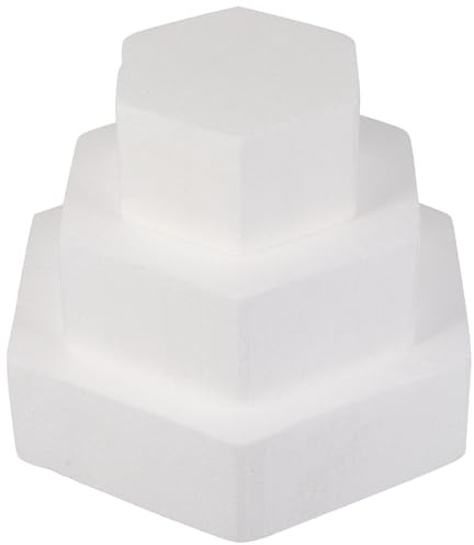 Baluue Stampi per Dolci in Polistirolo per Torte, 3 Pezzi in Schiuma Bianca Riutilizzabile a Forma di Torta Esagonale, per Decorazioni e Esercizi di Cake Design