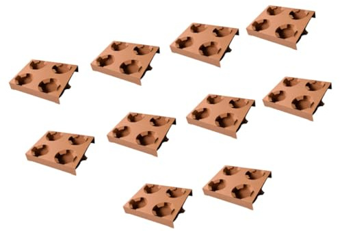 GOOHOCHY Portavasos Desechable Biodegradable de Papel 4 Orificios 21,7x17,1x3,6 Cm Paquete 10 Unidades para Llevar Bebidas Calientes y Frías en Servicios de Entrega