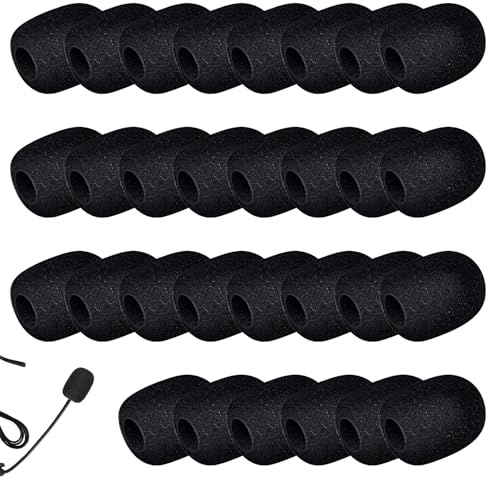 30 Stück Popschutz Mikrofon,Schaumstoff Ersatz-Windschutz Mini Mikrofon Schaumstoff Pop Filter Windschutz für Headset Windschutzscheibe für Bühnenperformance Unterricht Treffen(Schwarz)