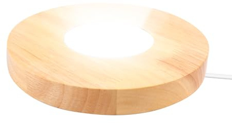 Yuqutum 5.9 Inch Wood LED Light Base, Crystal Display Stand with 3 Light Modes and 10-Level Dimming for Acrylic, Crystal, Night Light, Glass Resin Art