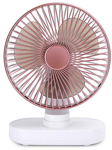 Acouto Ventilador de Escritorio USB Mini 4 Velocidades, Pequeño, Recargable, Escritorio de Oficina en Casa, Mesa Silenciosa, Ventiladores Agitadores, Oro Rosa, Optimiza la Circulación en Velocidad