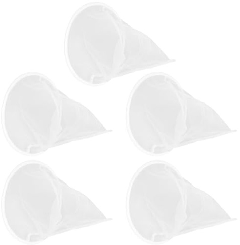 COLLBATH Colador de Miel de Doble Capa 5 Unidades, Filtro Cónico de Malla Fina de Nailon Lavable 35x35x30 Cm para Apicultura y Procesado Casero de Miel