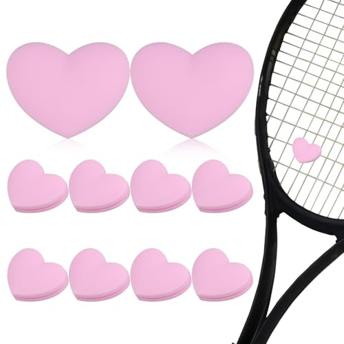 TOYANDONA Smorzatori per Racchette da Tennis in Silicone a Forma di Cuore, Set da 10 Pezzi, Ammortizzatori Antivibrazione Leggeri per Controllo Migliorato, Accessori Sportivi per Tennisti