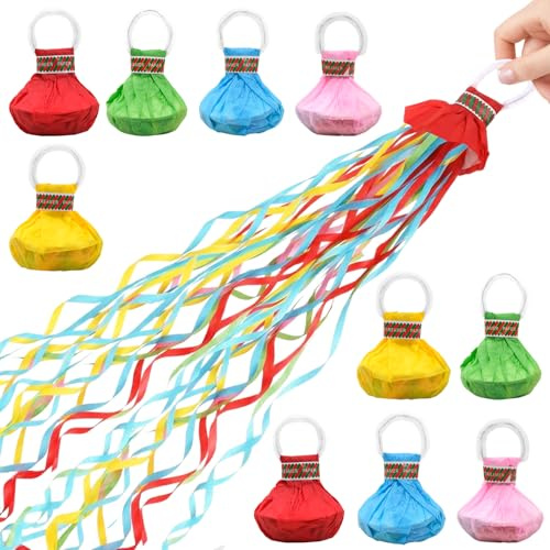 Lot de 10 canons à confettis pour serpentins - Pour anniversaire, mariage, Noël, carnaval, décoration de fête respectueuse de l'environnement