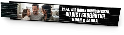 Love Faith personalisierter Zollstock - Unser Papa - Foto & Name schwarz | 2m-Meterstab in Schwarz - Lade ein Lieblingsfoto hoch & ergänze Namen & Spruch - Cooles Handwerker-Geschenk für Papa