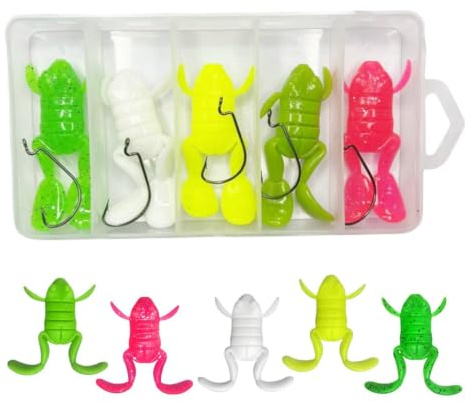 Grodbeten För Bassfiske Realistisk Flexibel Och Portabel | Saltvattenbetesset 5-Pack För bass, öring, mal, gös, lax, crappie i stilla vatten, saltvatten, sjöar, hav, bäckar, träsk,