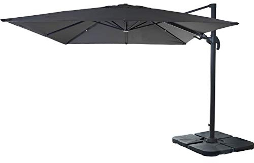 Mendler Gastronomie-Ampelschirm HWC-A96, 3x3m (Ø4,24m) schwenkbar, Polyester Alu/Stahl 23kg mit Ständer drehbar