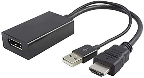 PremiumCord Adaptador HDMI a DisplayPort con alimentación USB, vídeo 4K @ 30Hz UHD 2160p, Full HD 1080p 120Hz, 3D, HDMI Macho a DisplayPort Hembra, Negro
