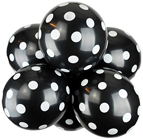 Happium 12 Assorted Latex Balloons Polka Dot, Ideal for Party Decoration, Assorted Balloons for Birthday Wedding and Other Parties, Pack of 10 (Black)