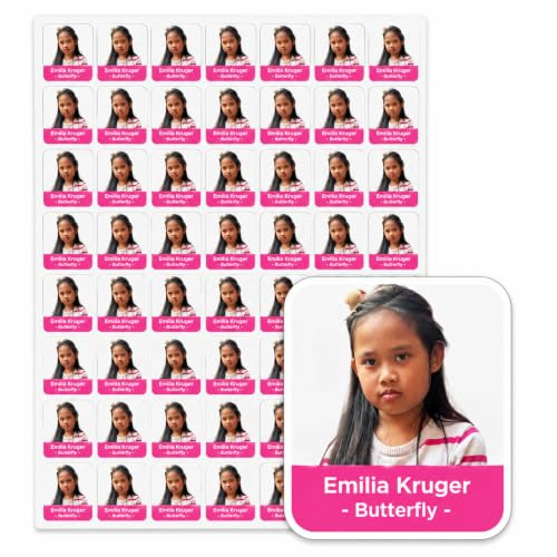 Namensaufkleber Kinder Schule - 45 Sticker - Fotoaufkleber - 37x28mm Aufkleber selbst gestalten - personalisiert - Kindergarten - Federmappe, Lineale, Tassen, Gläser