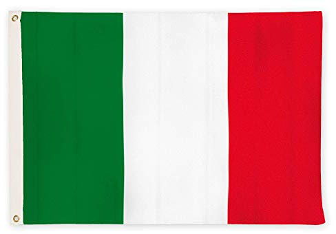 Aricona Bandiera Italia 90x150cm – italiana – grande - resistente alle intemperie - con occhielli in ottone - in tessuto 100% poliestere - cuciture doppie robuste e colori vivaci – ideale per barca
