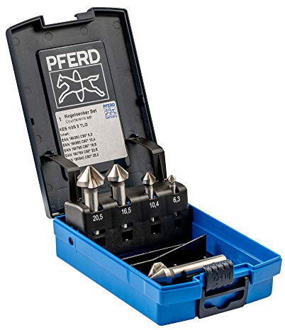 PFERD HSS Kegel-/Entgratsenker-Set, 5-tlg. | 90°, Ø 6,3-25,0 mm, DIN 335 C | 25202153 - zum Versenken von 90°-Schrauben