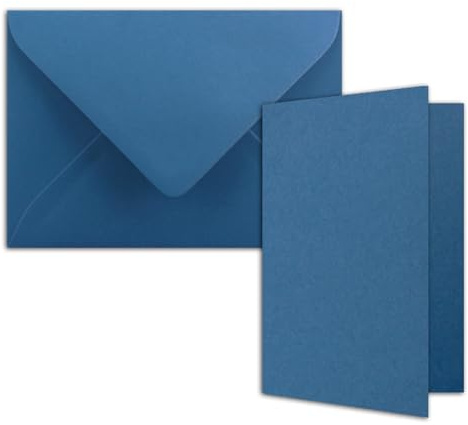 50x DIN B6 Faltkarten Set mit Umschlägen in Royalblau (Blau) - 120 x 170 mm - ideal für Einladungskarten, Hochzeit, Taufe, Kommunion, Konfirmation - Marke: FarbenFroh