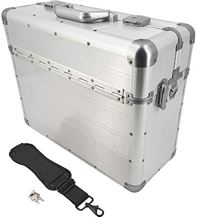 Pilotenkoffer mit Tragegurt von SONOVO aus Aluminium in Silber 45161 | Alukoffer, Aktenkoffer, Businesskoffer | Für den täglichen Geschäftseinsatz Kundentermine und Messebesuche