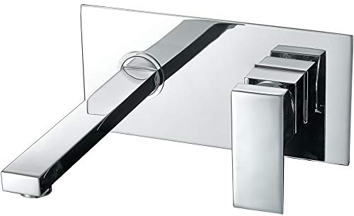 VALAZ Robinet Salle Bain Mural | Mitigeur Lavabo, Mélangeur Eau Froide et Chaude, Pas de Fuites, Installation Facile et Rapide | Laiton, Inoxydable, Élégant, Carré, Chromé, Série Tajo