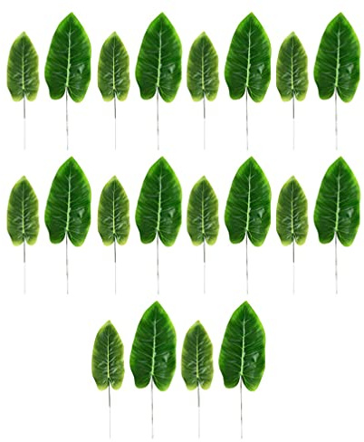 Yardwe Artificiels Para 20 Pièces Tropicales Faux Feuille De Bananier Verdure Imitation Feuille De Verser Hawaiian Luau Partie Jungle Table De Plage Laisser Décor Hawaïen
