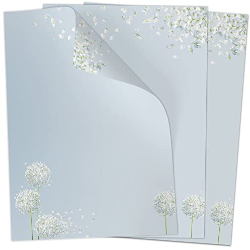 50 Blatt Briefpapier (A4) | Schneeball Pusteblume Blume modern | Motivpapier | edles Design Papier | beidseitig bedruckt | Bastelpapier | 90 g/m²