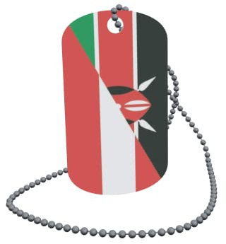 U24 Dog Tag Erkennungsmarke ID Tag an Kette Flagge Kenia-Österreich Alu 30 x 50 mm