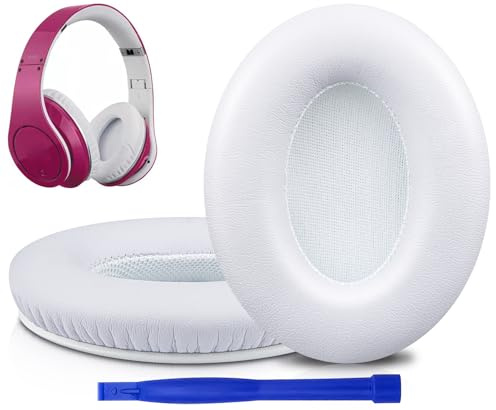 SOULWIT Replacement Ear Pads Cushions for Monster Beats Studio 1.0 (1 st Gen) Headphones by Dr. Dre, Earpads with Soft Protein Leather - White