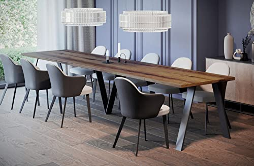 Endo-Moebel XXL Esstisch Lungo 130 cm - 405 cm erweiterbar Küchentisch bis 12 Personen Matt (Monastery Eiche)
