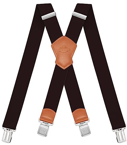 Dresime Hosenträger für Herren mit 4 starken Clips 4cm breit, X Form elastisch einstellbar Länge für Männer und Damen Overalls Jeans, Arbeitshosen, Jumpsuits, Motorradhosen, etc.